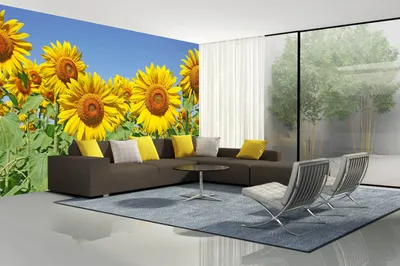 Produktbild von Vlies Fototapete SONNENBLUMENFELD 375 x 250 cm (inkl. Kleister) - Vlies Tapete, Wandtapete, Wandbilder - Tapete für Wohnzimmer Schlafzimmer, Büro, Küche - Montagefertig