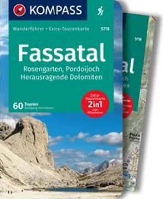Obrázek produktu pro KOMPASS Wanderführer Fassatal, Rosengarten, 60 Touren mit Extra-Tourenkarte