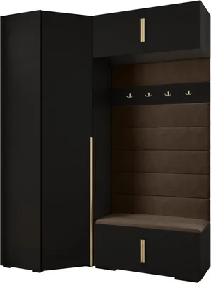 Produktbild von MEBLE KRYSPOL Inova 1 Möbelset Garderobe, 236,7x181,7x47cm - Schwarz, Manila 04, Gold