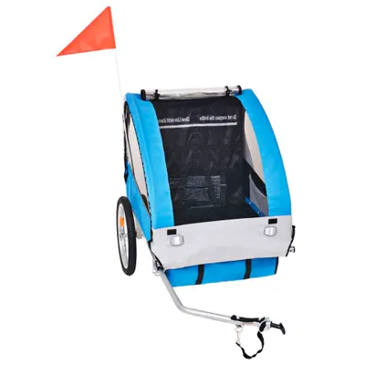 Immagine prodotto di vidaXL Rimorchio per biciclette grigio e blu 30 kg