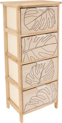 Obrázek produktu pro Hutton 4-patrová knihovna Hnědá a béžová 4 zásuvky Boho 86 cm