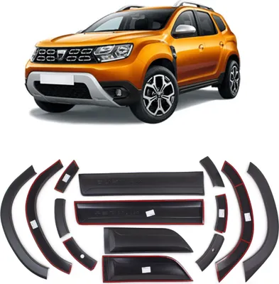 Productafbeelding van Zwarte deurlijsten en beschermstrips, set voor Dacia Duster, modeljaren 2018 tot en met 2023