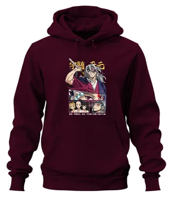 Imagen del producto de Kimetsu no Yaiba, Tengen Uzui, Sudaderas con capucha uni, color burdeos, talla L
