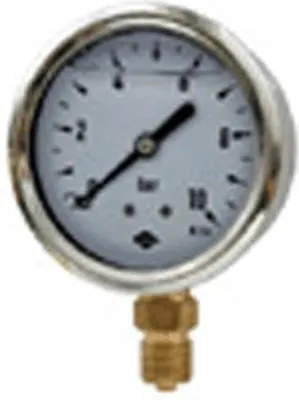 Produktbild von JAKO Glyzerinmanometer Fig.2628 1/4 Zoll Anschl. unten 63mm 0-10barEdelstahlgehaeuse, 1 Stk.