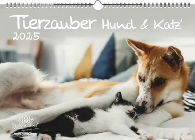 Produktbild von Tierzauber Hund und Katz DIN A3 Kalender für 2025 Freundschaften Hund Katze - Seelenzauber