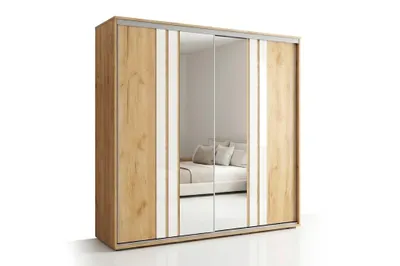 Zdjęcie produktu dla Szafa A10 craft złoty, przesuwna z lustrem - 150 x 62 x 215 cm