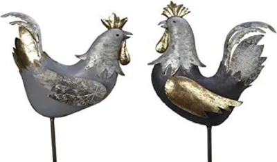 Produktbild von Deko Figur Metall Eisen Huhn Gartenstecker H 106 cm grau