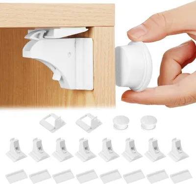 Productafbeelding van Kastsloten - Magnetisch - Magnetische kastsloten voor kinderveiligheid (8 sloten + 2 sleutel) - Onzichtbare babyproofing