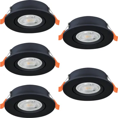 Produktbild von EGLO 5er Set LED Einbaustrahler Barranco, Deckenspots mit Dip Switch, Deckenstrahler schwenkbar, warmweiß - kaltweiß, inkl. GU10 Leuchtmittel, ∅ 9 cm