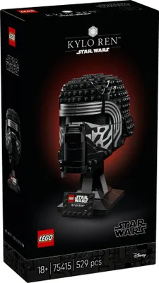 The image shows the packaging for a LEGO Star Wars Kylo Ren helmet set.