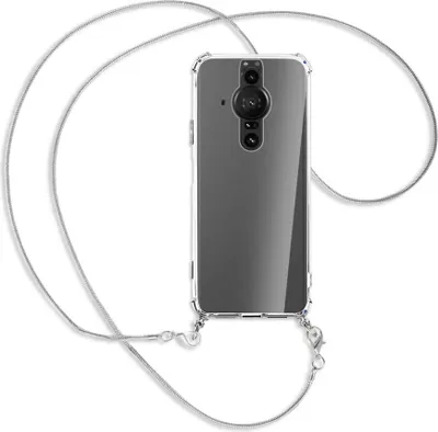 Produktbild von Handykette Backcover-Schutzhülle mit Band (Metall silberfarben) für Sony Xperia PRO-I - silberfarbene Kette Snake