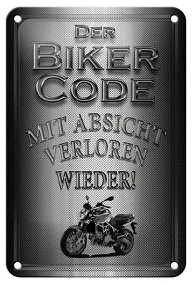 Produktbild von Blechschild Motorrad 12x18cm Biker Code mit Absicht