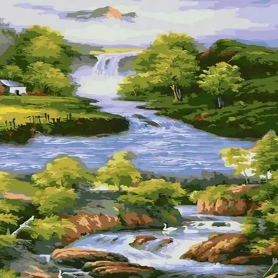 Productafbeelding van Schilderen op nummer: Rivier, 40x50 cm