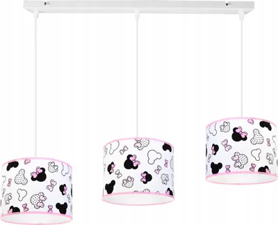 Immagine prodotto di Lampada a sospensione per la stanza dei bambini - Lampada da soffitto - Lampada a sospensione in metallo con paralume - Classica a 3 luci, bianca e rosa, Minnie