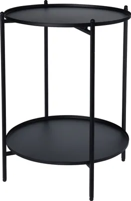 Produktbild von Kovový príručný stolík - s 2 policami - Ø35 x H50cm - farba: čierna