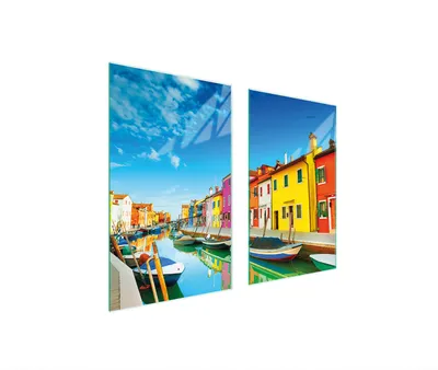 Immagine prodotto di Piastre coprifornelli 2 pezzi 75x52 Vetroceramica coprifornelli tagliere in vetro paesaggio colorato