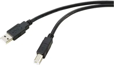 Produktbild von Renkforce USB-Kabel USB 2.0 USB-A Stecker, USB-B Stecker 10.00 m Schwarz Geflechtschirm RF-5770782