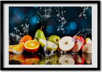 Produktbild von Bild - Bilderrahmen - 100 cm x 70 cm - MDF - Rahmen - Foto - Wandkunst Obst und Wasser