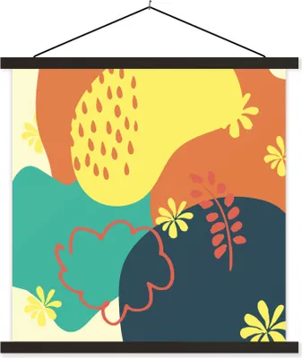 Produktbild von MuchoWow® Textilposter Sommer - Flecken - Abstrakt 120x120 cm mit schwarzem Rahmen - Aufhängungsset