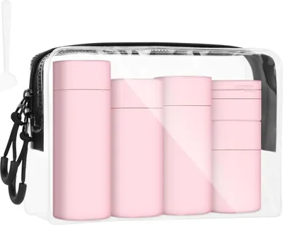 Produktbild von Reisflaschen Set für Toilettenartikel - auslaufsichere Silikon-Reisbehälter - kleine leere Miniflaschen - rosa Reisfläschchen 100ml