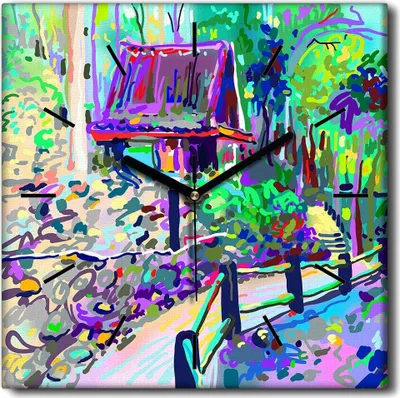 Produktbild von Coloray Uhr auf Leinwand 30x30 cm Wand Uhr Dekoration Wohnzimmer Segeltuch schwarze Hände -Tropen Thailand Island.