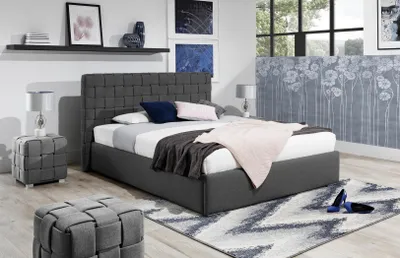 Produktbild von Design Stoff Luxus Polster Betten Doppel Modernes Ehe 160/180/200 Graues Bett