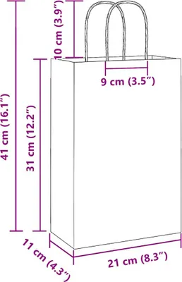Produktbild von vidaXL Papiertragetaschen 250 Stk. mit Henkeln Schwarz 21x11x31 cm