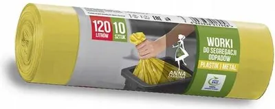 Zdjęcie produktu dla AZ Worki do segregacji odpadów METAL I TWORZYWA SZTUCZNE 120 l, 10 sztuk, kolor żółty