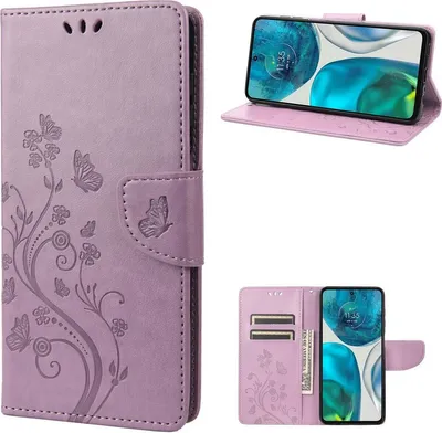 Produktbild von Mobigear Flowers  Motorola Moto G82 Hülle Klapphülle Geldbörse - Lila