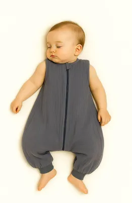 Produktbild von Musselin-Babyschlafsack mit Beinen – Sommerschlafsack – atmungsaktive und weiche Baumwolle für empfindliche Haut