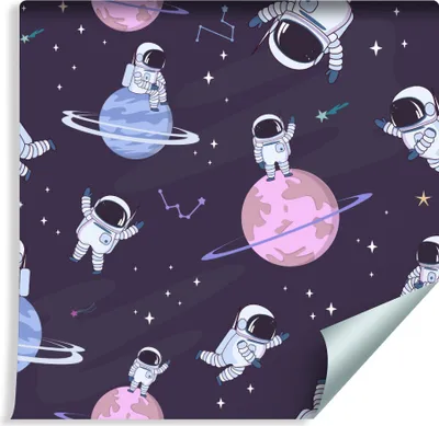 Produktbild von 10m VLIES TAPETE Rolle Kinderzimmer Astronaut Planeten XXL