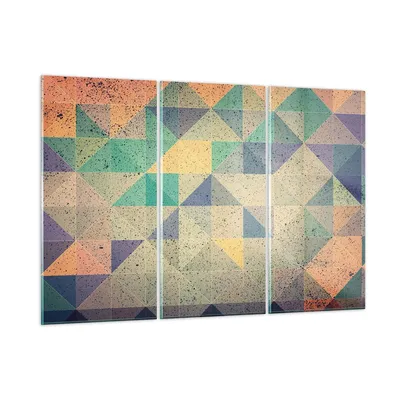 Produktbild von Bilder auf glas - 3 Teile - Abstraktion Dreieck Muster - 105x70cm - Glasbilder - Wandbilder - Bilder - zum Aufhängen bereit - Wanddekoration aus Glas - Glas Bilder - Wandbild auf Glas - GCE105x70-4287