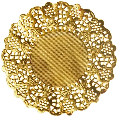 Runde Tischsets aus Lithometall, 12 cm, Gold, 12er-Pack