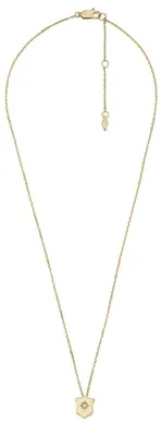 Produktbild von Fossil JF04351710 Damen Collier Schild Edelstahl Gold Weiß 45,5 cm