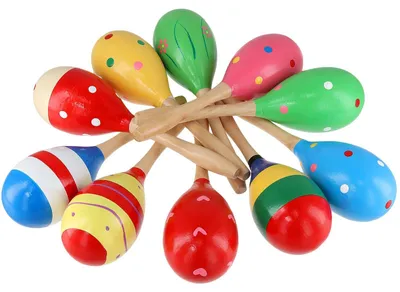 Obrázek produktu pro Sada 10 maracas vyrobených ze dřeva, určených pro hudební účely a oslavy