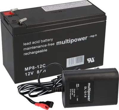 Produktbild von SET Multipower Blei-Akku MP8-12C Pb 12V / 8Ah + Ladegerät