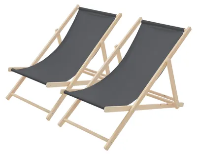 Zdjęcie produktu dla ECD Germany 2x składany drewniany leżak, antracyt, do 120 kg, 3 pozycje odchylenia, leżak ogrodowy leżak relaksacyjny leżak plażowy leżak plażowy krzesło