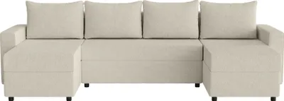 Produktbild von FEDVE Ecksofa Goka Lux U aus Bouclé-Stoff mit Schlaffunktion und 3 Bettkästen, Beige