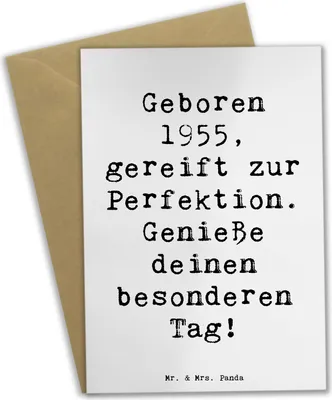Produktbild von Mr. & Mrs. Panda Grußkarte Spruch 1955 Geburtstag - Weiß - Geschenk, Erinnerungen, osterkarten, Geburtstagsgruß, Geburtstagsgeschenk, genesungskarte, Glückwunsch