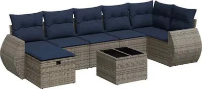Immagine prodotto di vidaXL Set di divani da giardino 8 pezzi con cuscini in polirattan grigio