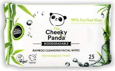 Produktbild von Cheeky Panda Parfümfreie Gesichts-Reinigungstücher, 25 Stück