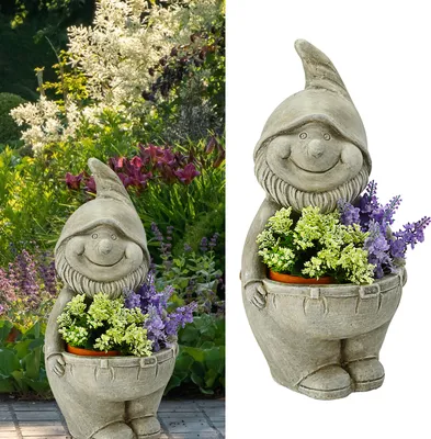 Produktbild von Pflanztopf Gartenzwerg Mann H36cm Blumentopf Übertopf Zwerg Topf Steintopf Dekotopf