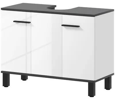 Produktbild von Spš¹lenunterschrank mit 2 Tš¹ren und verstellbaren Einlegeb?den fš¹r Spš¹lbecken mit oder ohne S?ule, 80 x 34 x 60 cm, Wei?
