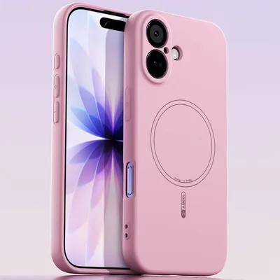 Image de Coque magnétique pour iPhone 17, compatible MagSafe, silicone liquide, antichoc et anti-rayures Rose