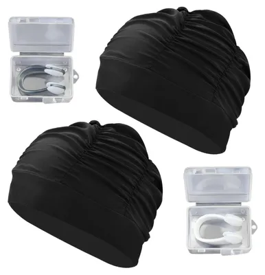 Produktbild von Haarnetze für Damen mit langem Haar – 2 Stück, schwarz mit Nasenclips