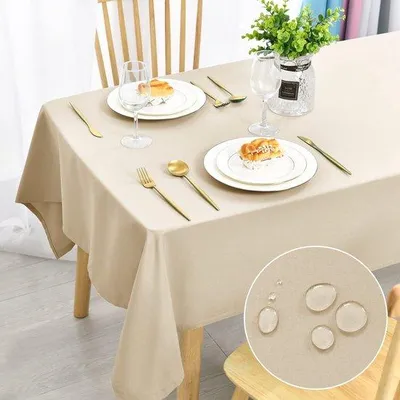 Produktbild von Beige Wasserbeständiges Tuch 135x200cm, waschbar, wasserdicht für Esszimmer, Garten, Party, Hochzeit oder Haushalt.