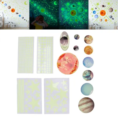 Obrázek produktu pro 14 kusů Svítící planety Nástěnné samolepky Glow in The Dark Star Sluneční soustava Nálepky pro děti Ložnice Mateřská škola