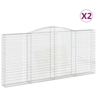 Produktbild von Gabionen mit Hochbogen 2 Stk. 400x30x180/200cm Verzinktes Eisen