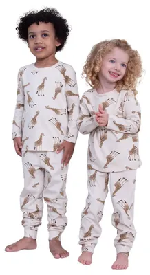 Produktbild von Jungen-Schlafanzüge Giraffe, lange Hosen, lange Ärmel  - Hellbeige - 122