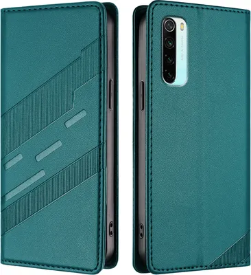 Produktbild von Hülle für Xiaomi Redmi Note 8, Kunstleder Brieftaschen Handyhülle mit Kartenfach und Standfunktion Grün